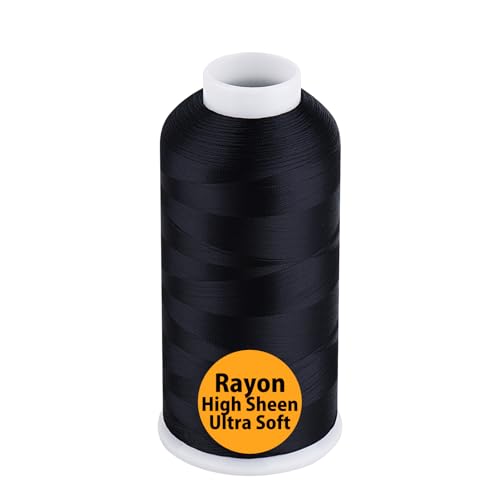 Simthread Rayon Embroidery Thread 5500 Yards Huge Spool, 40wt 100% Rayon Viscose for Commercial and Domestic Machines - Black 1000 - color: Black1000