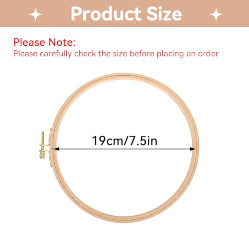 5 Pieces 7.5 Inch Embroidery Hoops, Round Cross Stitch Hoop Rings Wooden Embroidery Frames Wood Circle Display Frame for Art Craft Sewing and Hanging Ornaments