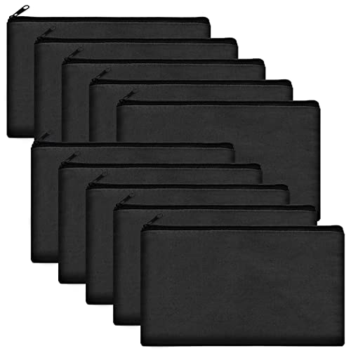 Legigo Blank Canvas Bags Zipper Pouch Makeup Bags Pencil Pouch Bulk - color: Black