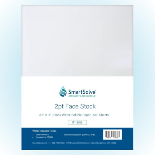 2 pt. Water-Soluble Bio-Based Paper | Dissolves Quickly in Water | Biodegradable | Eco-Friendly | Tracing, Sewing Patterns, Crafts | Letter Size 8.5” x 11” | Pack of 500 White Sheets - style: Pack of 500