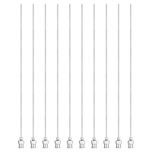HARFINGTON 10pcs Dispensing Needles 18 Gauge 6 Inch Stainless Steel Blunt Tip Luer Connector for Refilling Glue Oil Thick Liquids Ink Lab Use, Silver - size: 18G 6"