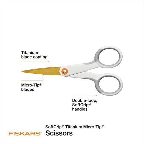 Fiskars 5" Micro-Tip Titanium Scissors, Precision Craft Scissors - style: Micro-Tip Titanium