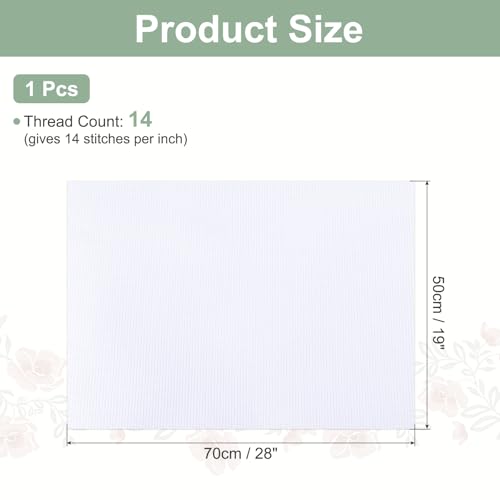 PATIKIL 14 Count Cross Stitch Cloth 19"x28", Embroidery Cotton Fabric DIY Cross Stitch for Handmade Needlework Art Crafts Machine Embroidery, White - color: White, size: 19"x28"