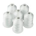 Simthread 6 Polyester White Machine Embroidery Threads 1000M(1100Yards) Compatible with Brother, Babylock, Janome, Pfaff, Singer, Bernina and Other Home Machines (White) - color: White