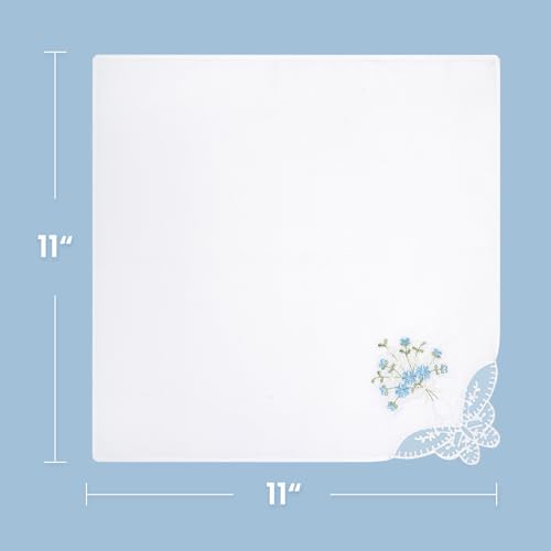 Selected Hanky Women's Cotton Handkerchiefs, Ladies Hankies, Blue Floral - color: Blue Floral
