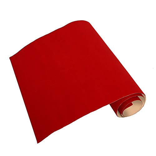 Mesheshe 2PCS Self Adhesive Sheets, DIY Peel & Stick Felt for Drawer & Jewelry Box Liner, Solid Color Felt Wallpaper (14.6" x 39.4", Red) - color: Red