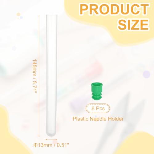 PATIKIL 5.7" Length Plastic Sewing Needle Storage Holder, 8 Pcs Portable Embroidery Needle Matte Pin Toothpick Storage Tubes Case for Craft Knitting, Green - color: Green