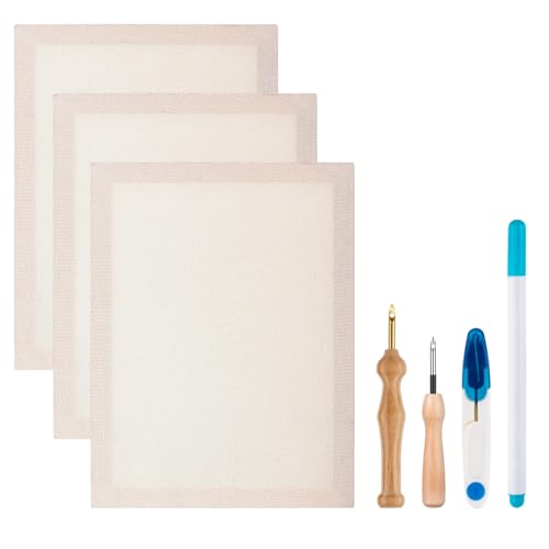 3PC 11.8''x15.7'' Punch Needle Frame,Punch Needle kit Includes 3 Wooden Frame Covered with Monks Cloth, 3.5mm and 5mm Punch Needles, a Marking Pen and Scissors for DIY Craft Decoration - style: 11.8 x 15.7 Inch 3PC
