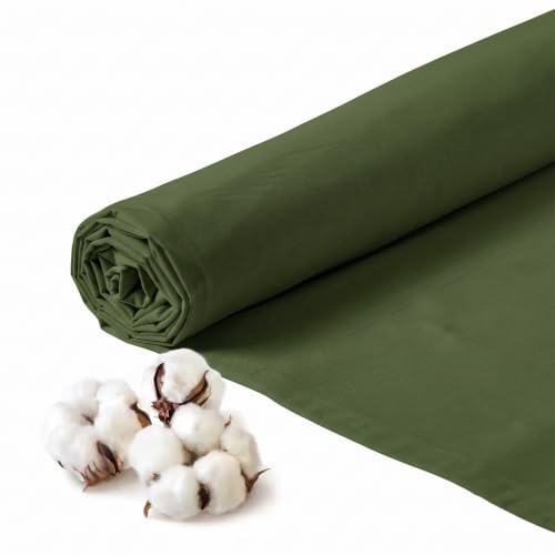 Q&J Fabric Co. 100% Cotton Fabric by The Yard 60'' Wide x 1 Yard,Broadcloth Muslin Fabric Nearly Medium Weight for DIY Sewing Apparel Cloth,Quilting,Soft Embroidery Cloth,Garments (Olive Green) - color: Olive Green, size: 1 Yard