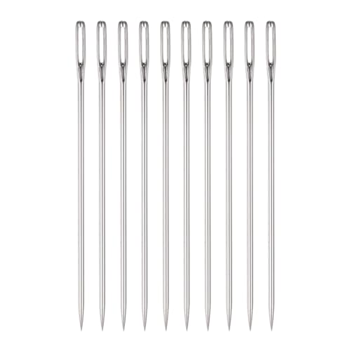 HARFINGTON 10pcs 2.95 Inch Upholstery Needles Large Eye Stitching Needles Stainless Steel Straight Hand Sewing Needles for Home Hand Sewing Leather Tapestry Embroidery Tufting Webbing Carpet - size: 2.95 Inch