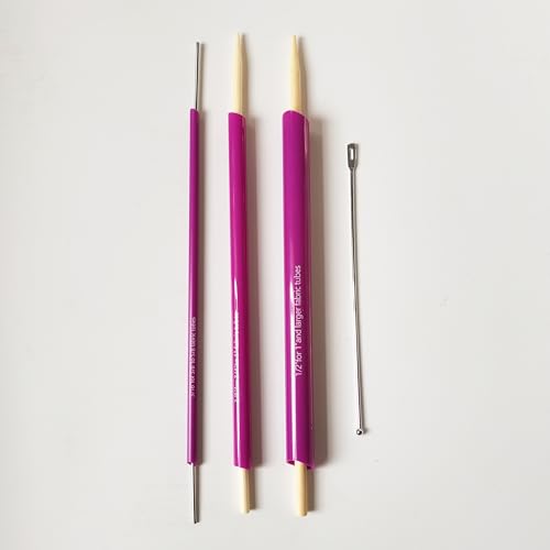 HONEYSEW Fabric Tube Turners Set,3 Count, Assorted Sizes Tube Turners,and 1 Ball Point Bodkin Drawstring Threader for Sewing DIY Tool