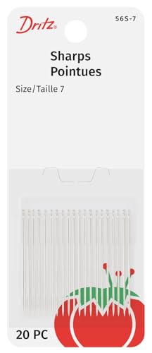Dritz 56S-7 Sharps Hand Needles, Size 7, Nickel (20-Count) - size: Size 7 (Single Pack)