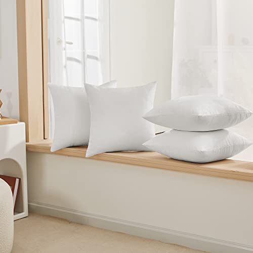 Deconovo Faux Linen Throw Pillow Covers for Sofa and Couch, Hidden Zipper - color: Linen Natural White, size: 18" x 18" (Pack of 4)
