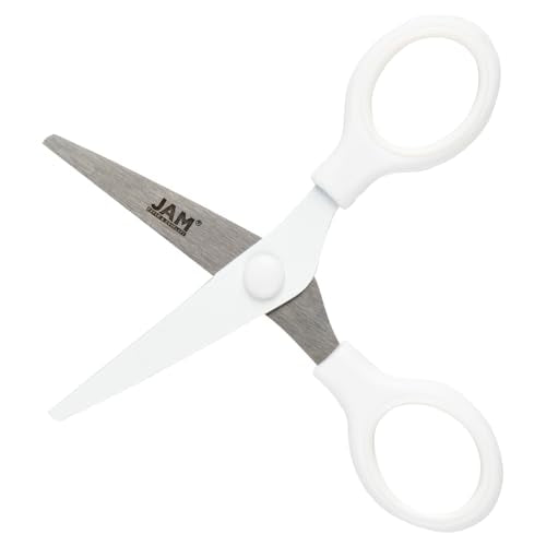 JAM PAPER Multi-Purpose Mini Scissors - 5 Inch - White - Soft Grip & Stainless Steel Precision Blades - Sold Individually - color: White, size: Mini (5 Inch)
