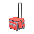 Folding Mobile Utility Cart, Canvas Organizer Bag, Red/Grey - color: Red/Grey