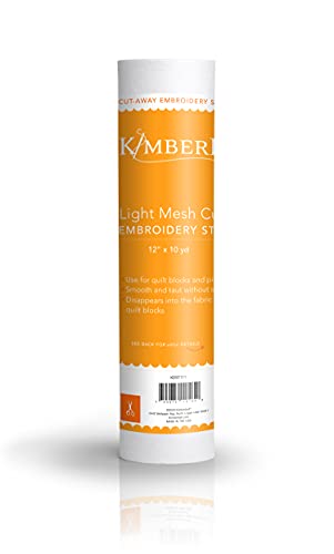 Kimberbell Cutaway Stabilizer for Embroidery Machines - Light Mesh Cut-Away Stabilizer, Soft Embroidery Backing Stabilizer, Lightweight Cutaway Mesh Stabilizer for Quilting (12” x 10 Yd Roll) - color: Light Cut-Away, size: 12" x 10 YDS
