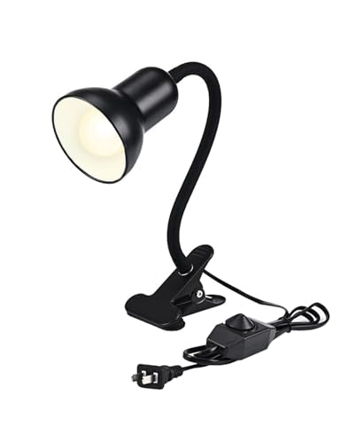 Clip On Gooseneck Lamp - 60W Max, Ceramic Fire-Resistant E26 Socket, Classic Durable Switch, Adjustable Flexible Clamp Light for Desk, Workbench, Bed Headboard, Table, Heat (Dimmable Clip Desk Light) - color: Dimmable Clip Desk Light