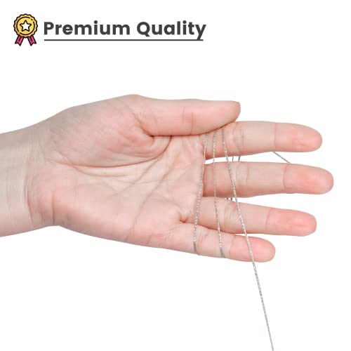 Waxed Thread, Strong Thread for Leather, Upholstery, Shoe, Bag, incl. Needle (Colour: Silver) - color: Silver