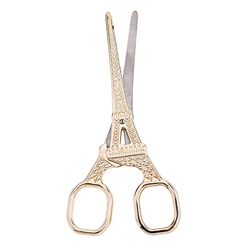 SUNNYCLUE 5.5Inch Sewing Scissors Vintage Stainless Steel European Tower Scissors for Fabric & Paper Cutting Craft Threading Household Daily Use Cross-Stitch, Light Gold - color: Light Gold