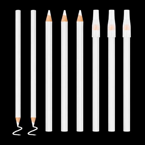 Fabric Marking Pencils 8PCS 17.5cm for Sewing | Washable White with Caps