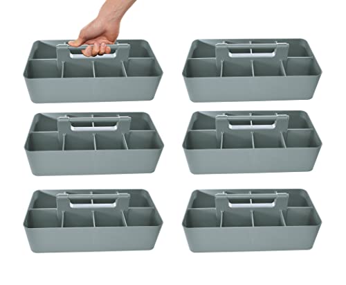 -Large Portable Caddy, DIY Dividers, 8 Compartments, School Office Supplies Home Business Organizer,Portable Basket with Handle Storage Made in USA (6 PACK, Orion Gray) - color: Orion Gray, size: 6 PACK
