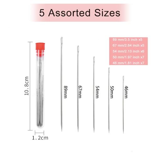 BelroseHom 30 PCS Large Eye Needles for Hand Sewing Crafts with Scissors,Embroidery Needles for Hand Sewing, Crafting, Mending, and DIY Projects, 5 Assorted Sizes - style: Basic（31 Pack）