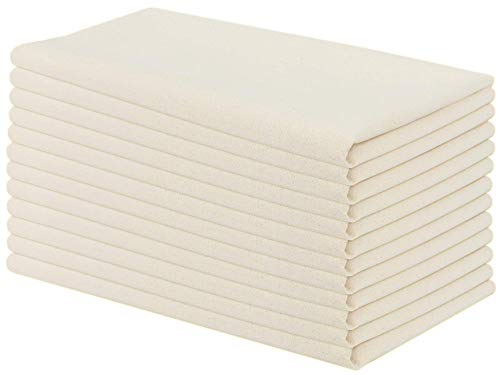 Aunti Em's Kitchen Flour Sack Dish Towels - Natural Cotton for Embroidery and Drying Glass, Hand, Dinnerware - Plain, Thick, Zero-Lint, Highly Absorbent - Set of 13, 27 x 27 Inch, Unbleached Tan - color: Unbleached Tan
