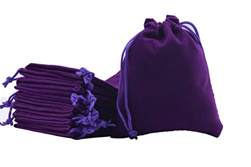 Sansam 20pcs 10 Colors Mixed Drawstrings Velvet Gift Bags Velvet Jewelry Pouches for Wedding Favors, Candy Bags, Party Favors, 5.2x7.2'' - color: Mixed, size: 1 Count (Pack of 20)