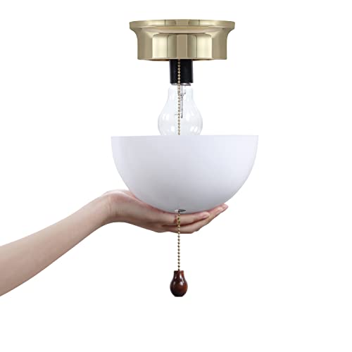 Aspen Creative 28004-15-2, Clip-on Dome Shade in White Finish with Pull Chain Opening, 7 5/8" Diameter x 4" Height, 2 Pack - color: White with Pull Chain Opening - Dome Shade