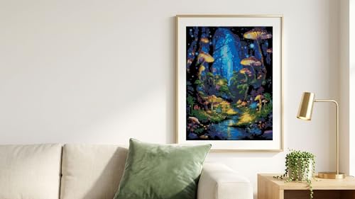 Glow Forest Cross Stitch Kits, Embroidery Starter Kit for Adult Beginners, 11CT Cross-Stitch Patterns Dimensions Kit Arts，Needlepoint Kit Crafts for Home Decor 15.7x11.8 inch - color: T008