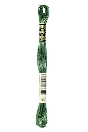 DMC 117-367 Mouline Stranded Cotton Six Strand Embroidery Floss Thread, Dark Pistachio Green, 8.7-Yard