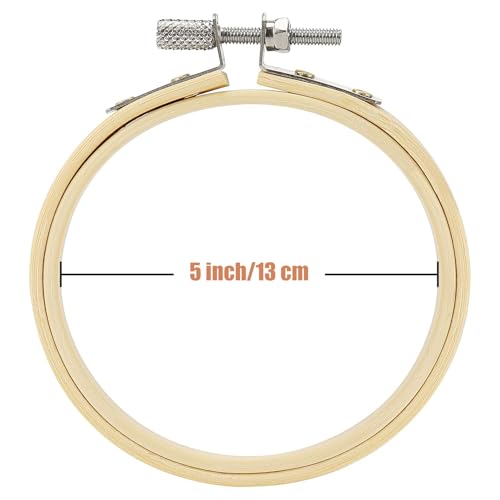 Yorwex 12 Pieces 5 Inch Embroidery Hoops Adjustable Wooden Circle Cross Stitch Hoop Ring for Embroidery, Art Craft Handy Sewing - style: 5 inch