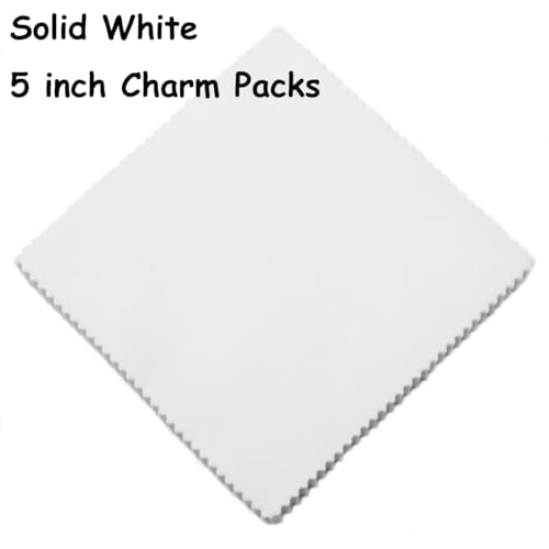 Nodsaw Solids White Charm Pack, 84 5-inch Cotton Fabric Squares - color: White