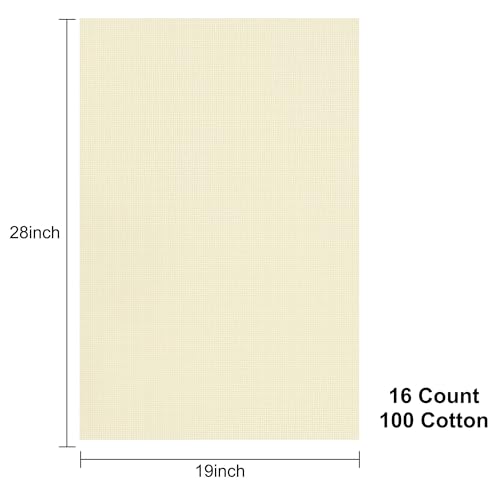 Aida Cloth 16 Count Cross Stitch Fabric,19×28inch (16CT,Off White) - color: Off White, size: 16CT