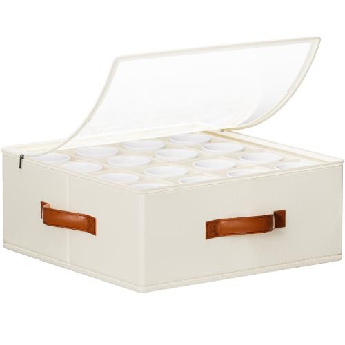 Foyego Cup and Mug Storage Box, Beige - color: Beige, size: 15.7"L x 15.7"W x 6"H