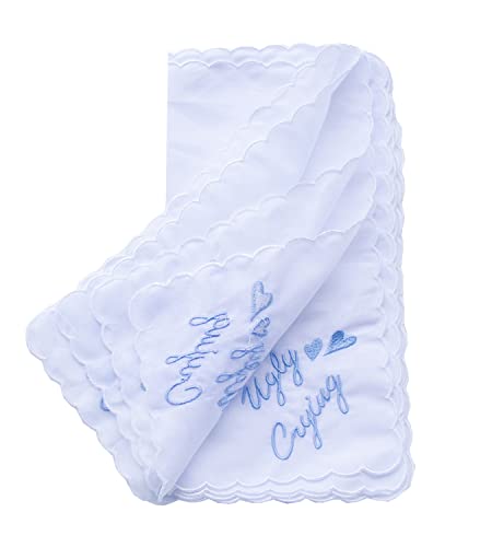 MileyMarla Ladies Embroidery Cotton White Handkerchiefs Lace Wedding Hankies - color: J01-no Ugly Crying 3pcs