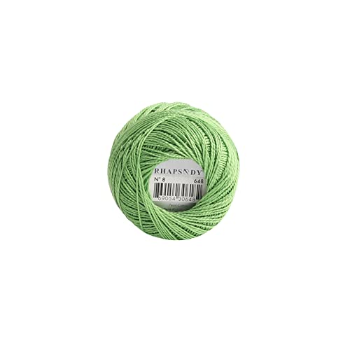 Rhapsody Pearl Cotton Thread Size 8 Crochet Thread Perle 12 Balls Set Hand Knitting, Embroidery, Sashiko, Cross-Stitch, Sewing, Needlepoint, DIY, Quilting (Chartreuse, Col. 648) - color: Chartreuse, Col. 648