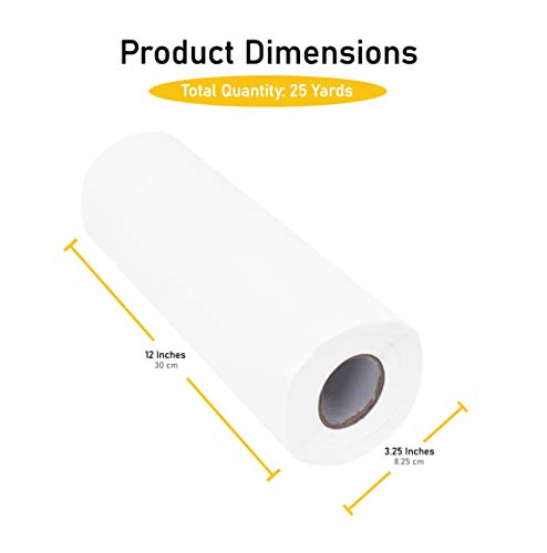 Mandala Crafts 25 YDs 12 in No Residue Tear Away Embroidery Stabilizer Roll - size: 12 Inches X 25 Yards Roll