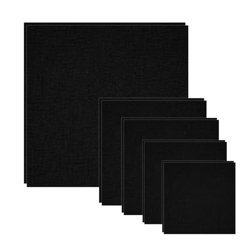 10 PCS Cotton Embroidery Fabric, Pre-Cut Black Cloth Squares - color: Black, size: 5.9 to 19.6 Inch