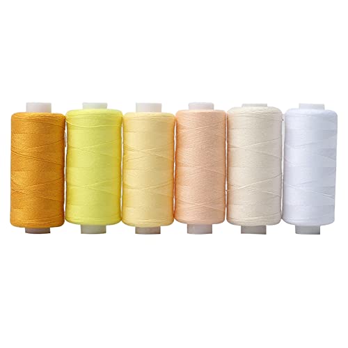 Cotton Thread Set - 6 Colors, 400 Yards Per Spool, Polyester & Cotton Thread for Sewing Machine & Hand Sewing - color: Light Color Series