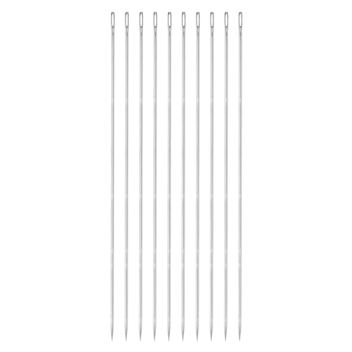 HARFINGTON 10pcs 12 Inch Upholstery Needles Large Eye Stitching Needles Stainless Steel Straight Hand Sewing Needles for Home Hand Sewing Leather Tapestry Embroidery Tufting Webbing Carpet - size: 12 Inch