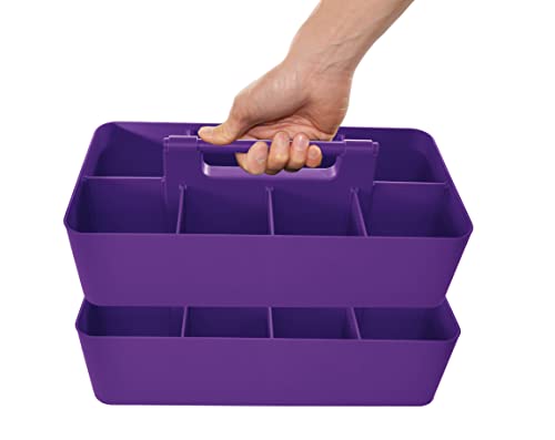 2 PACK Portable DIY 8 Dividers Durable Plastic Tote Tool & Supply Cleaning Caddy with Handle Made In USA (Royal Purple) - color: Royal Purple