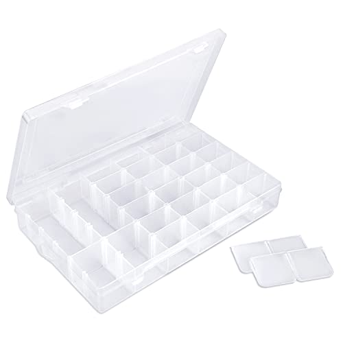Nail Organizer Storage Box 36 Grids, Rhinestone Container Clear, Acrylic Press Fake Nail Tip Craft Art Accessories Plastic Empty Case, Display Holder for Jewelry Diamond Charms Gem Bead Polish - color: Clear, size: 36 Grids-1 Pack