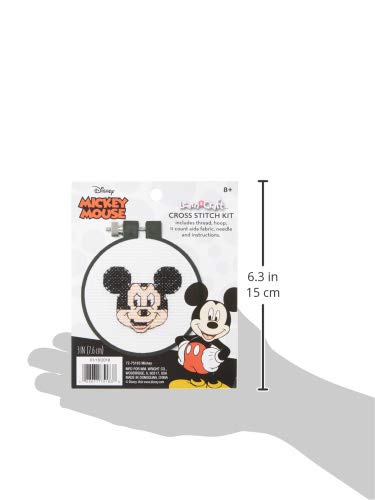 Dimensions Disney Mickey Mouse Counted Cross Stitch Kit for Beginners, 11 Count White Aida, 3''D