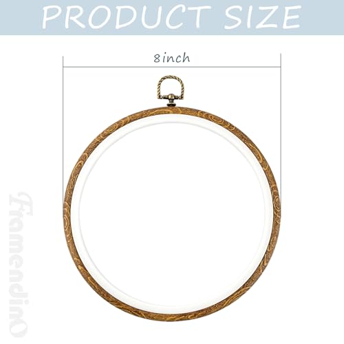 Framendino, 15 Pack Round Embroidery Hoops 8 Inch Imitated Wood Display Frame Circle Cross Stitch Hoop Ring for Hanging Ornaments - color: 8", size: 15 Pack