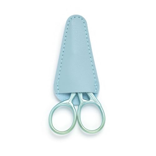 3.6" Sewing Embroidery Scissors with Artificial Leather Cover(Fresh Green) - color: Fresh Green
