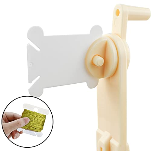 120 Pcs Plastic Floss Bobbins with 1 Pcs Bobbin Winder for Cross Stitch Cotton Thread Craft DIY Sewing Storage Thread Organizer Holder Embroidery DIY Cards (White) - color: Plastic Floss Bobbins + Bobbin Winder
