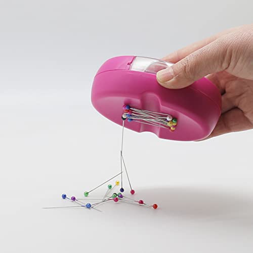 YEQIN Magnetic Sewing Pincushion with 15 Plastic Head Pins, Magnetic Pins Holder for Sewing Quilting, Pins, Paper Clips, Screws (Rose Red) - color: Rose Red