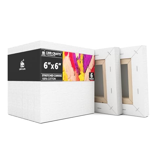 LWR CRAFTS Stretched Canvas 6" X 6" Pack of 6 - size: 6"x6"x6 (standard)