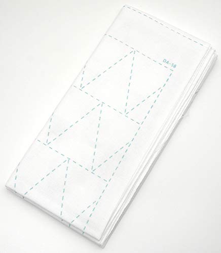 Yokota Daruma Sashiko Cloth - Pre-Printed Sashiko Sampler - White with English Instructions (White Kite and Cypress Fence) - color: White Kite and Cypress Fence